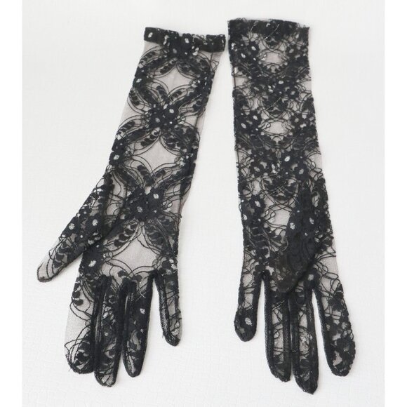Vintage Evening Gloves Black Lace Evening Gloves Dress Gloves Formal Gloves Long - Picture 5 of 5